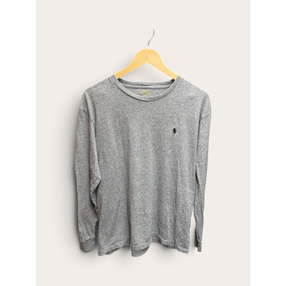 Polo Ralph Lauren Mens Heather Grey Long Sleeve Pony Logo T-Shirt Size M